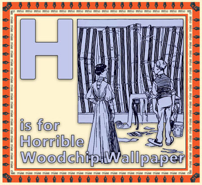 Alphabet flashcard H is for Horrble Woodchip Wallpaper
