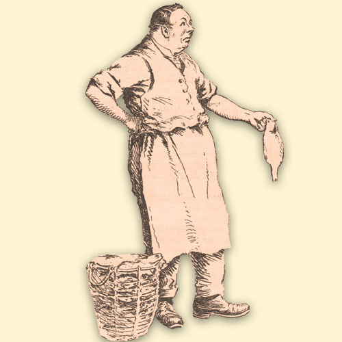 A fishmonger holding a fish