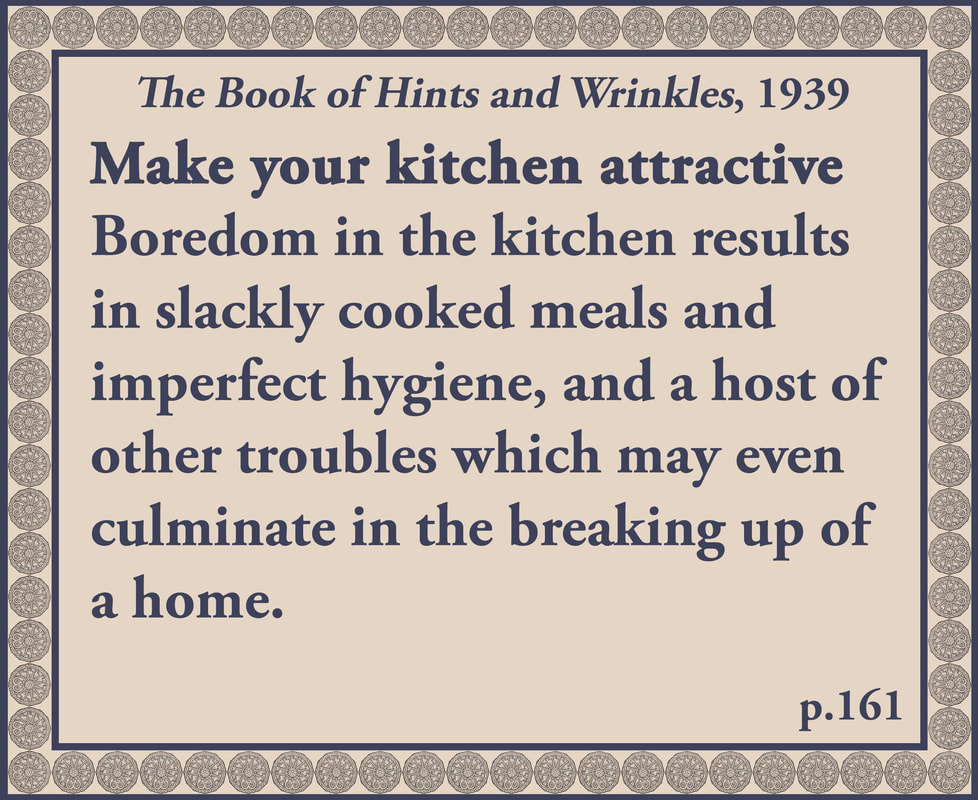 The Book of Hints and Wrinkles advice on boredom in the kitchen