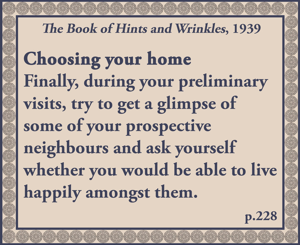 The Book of Hints and Wrinkles advice on checking your neighbours