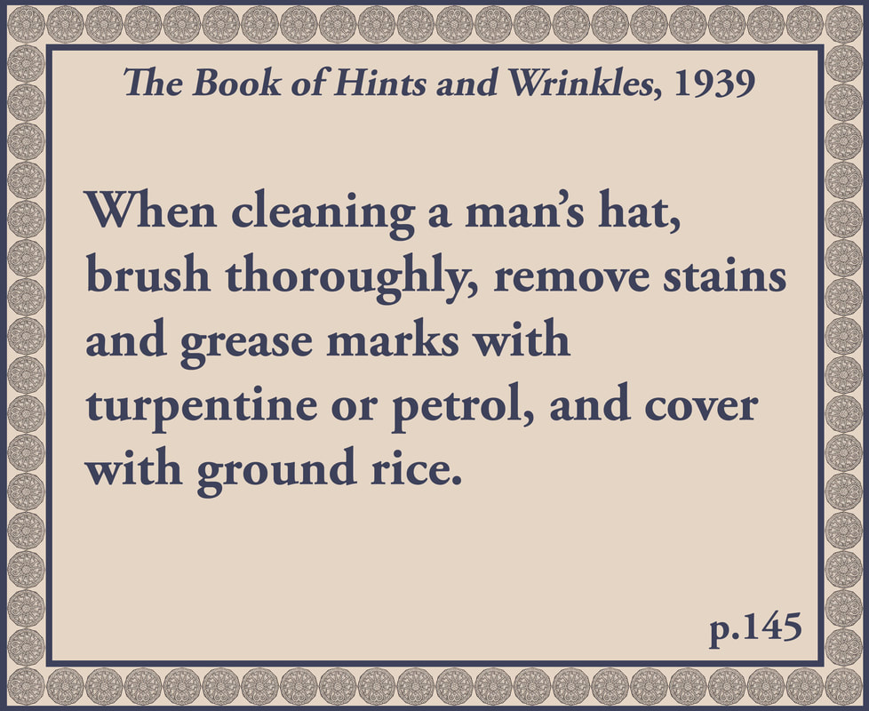 The Book of Hints and Wrinkles advice on cleaning a hat