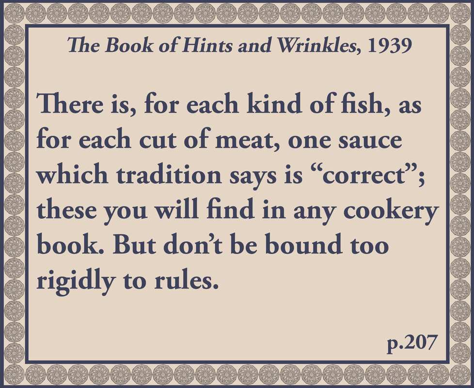 The Book of Hints and Wrinkles advice on fish sauces