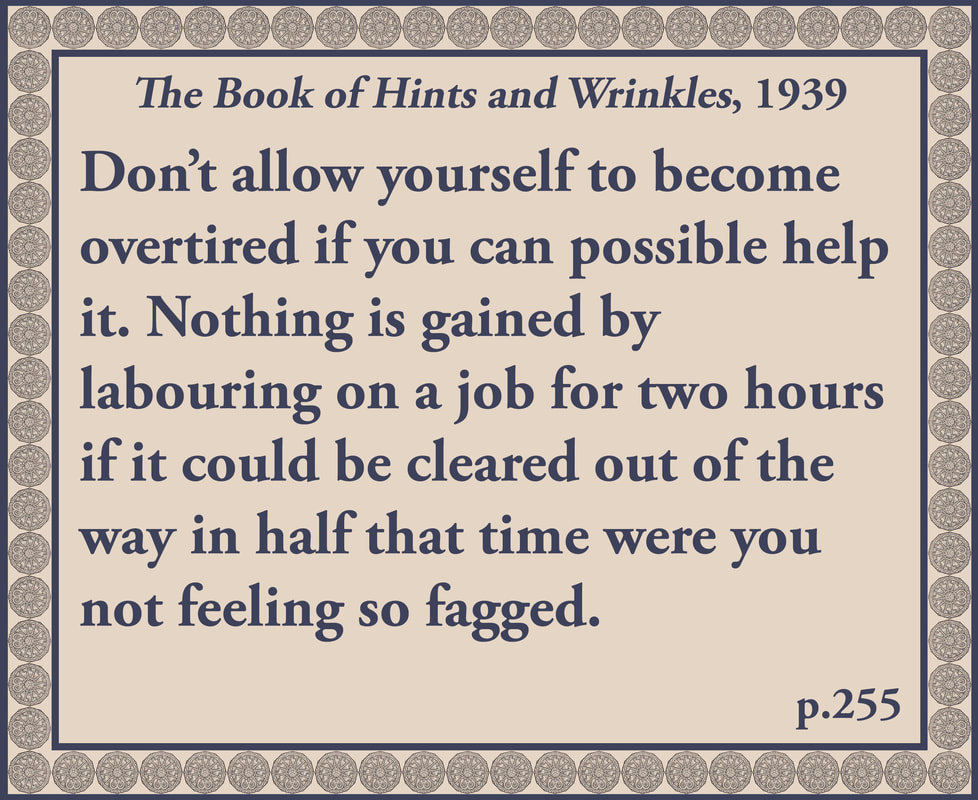 The Book of Hints and Wrinkles advice on resting