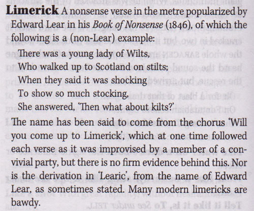 Limerick from Brewer's Dictionary of Phrase and Fable