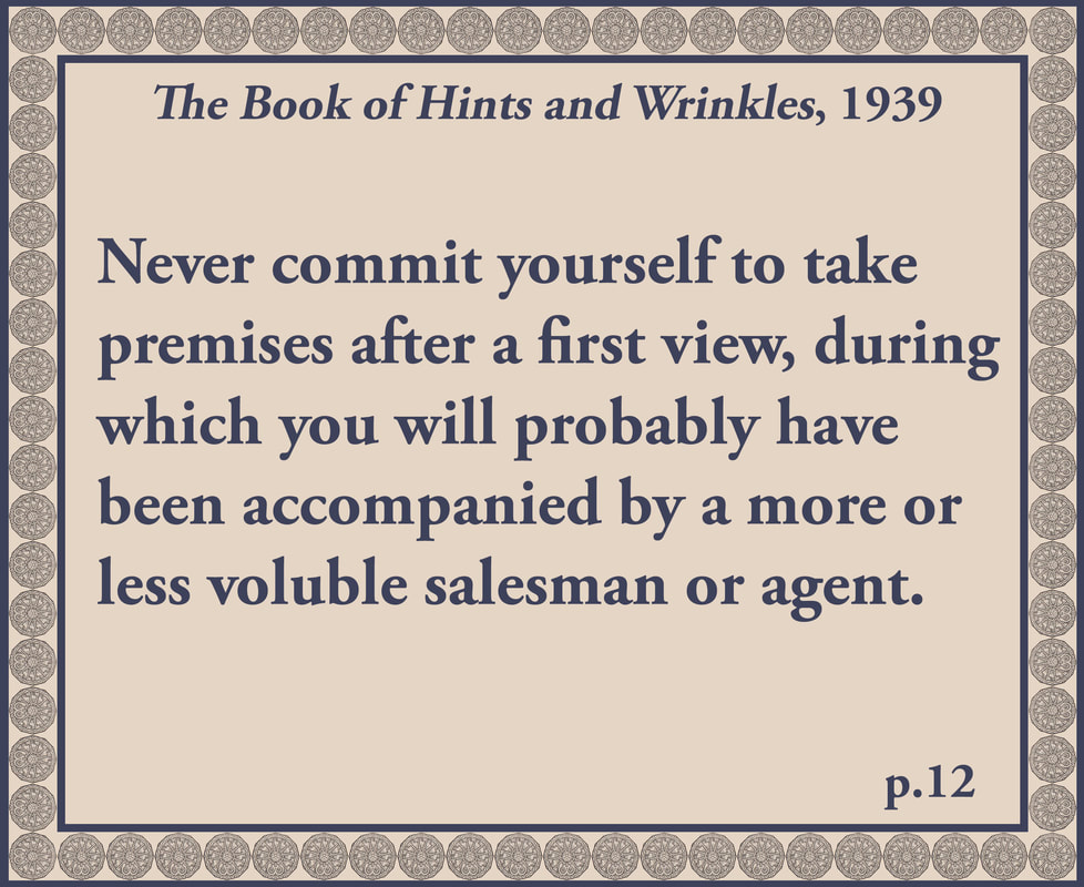 The Book of Hints and Wrinkles advice on buying a new house