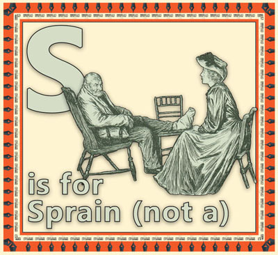 Alphabet flashcard S is for Sprain (not a)