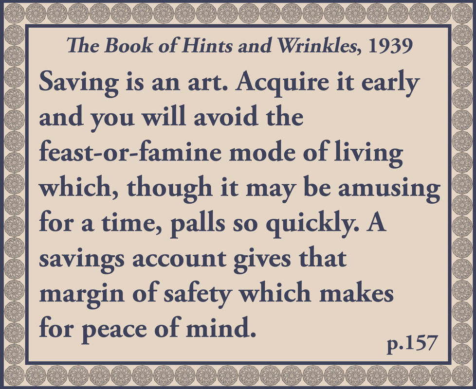 The Book of Hints and Wrinkles advice on saving money