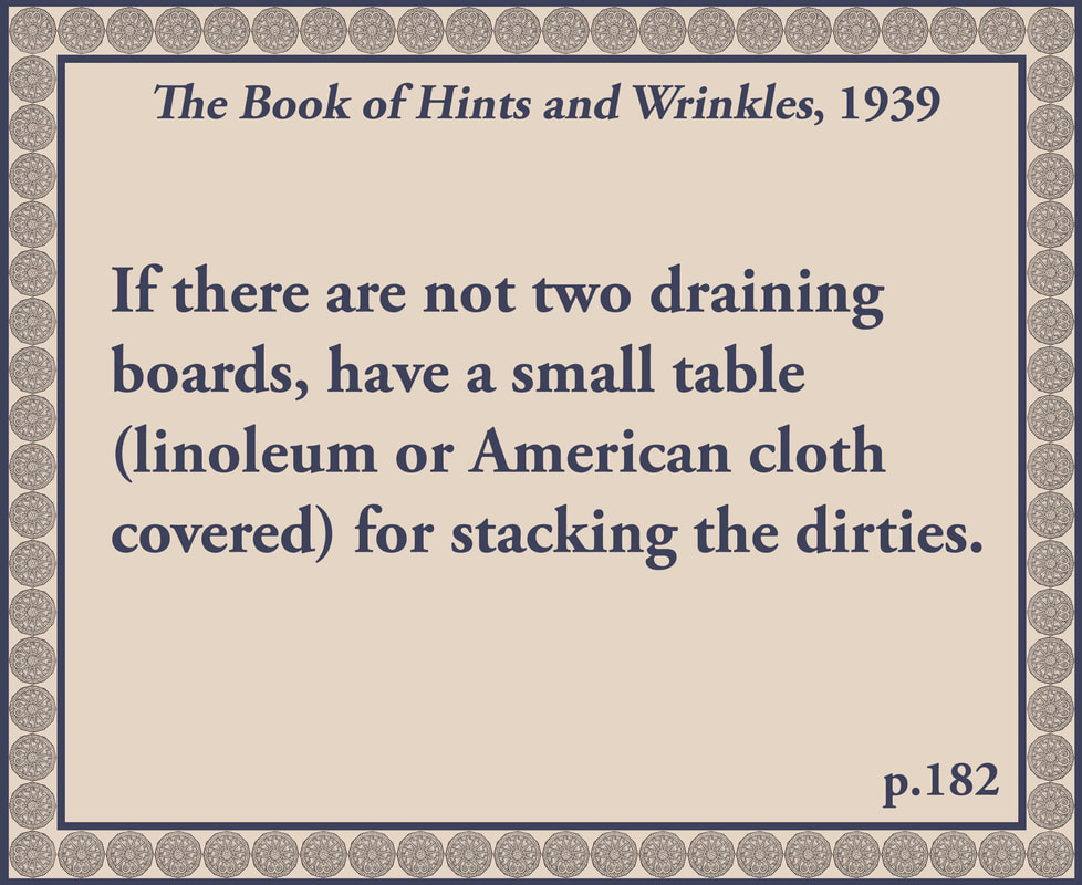 The Book of Hints and Wrinkles advice on stacking dishes