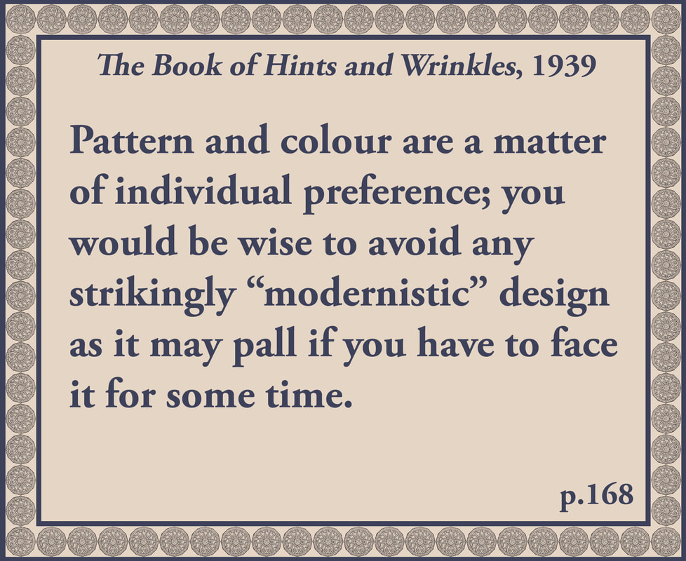 The Book of Hints and Wrinkles advice on choosing crockery