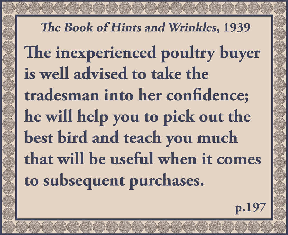 The Book of Hints and Wrinkles advice on buying poultry