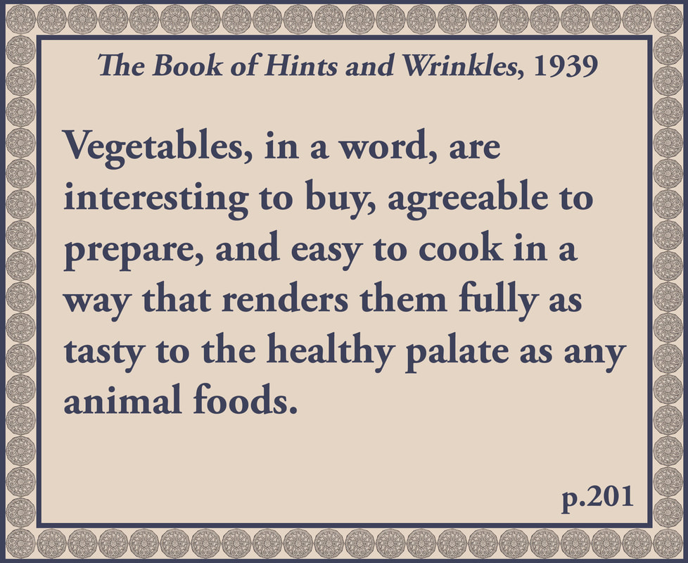 The Book of Hints and Wrinkles advice on eating vegetables