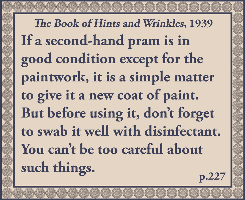 The Book of Hints and Wrinkles advice on buying a secondhand pram
